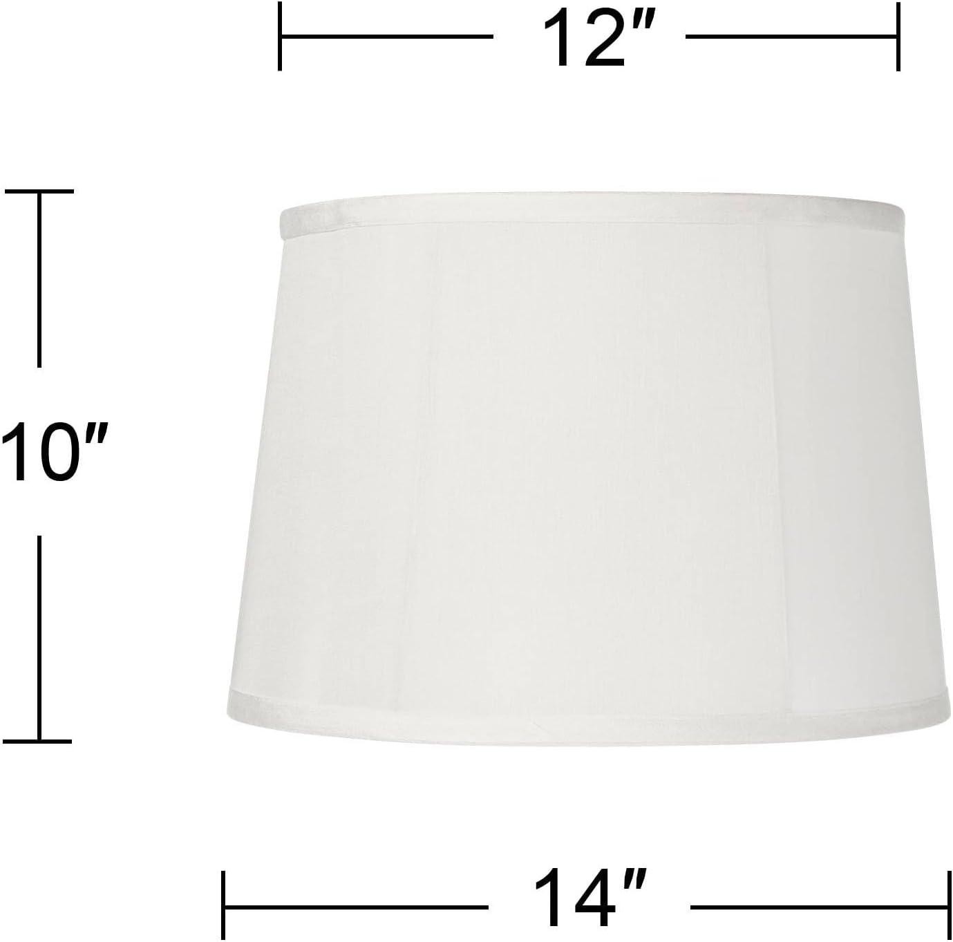 Springcrest Medium Round Softback Off-White Tapered Drum Lamp Shade 12" Top x 14" Bottom x 10" High (Spider) Replacement with Harp and Finial