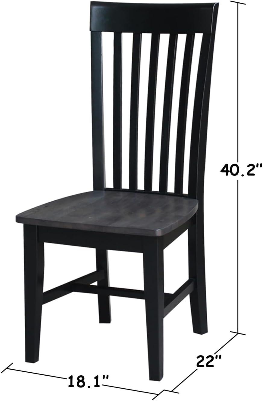 Cosmo High Slat-Back Solid Wood Side Chair in Coal Black