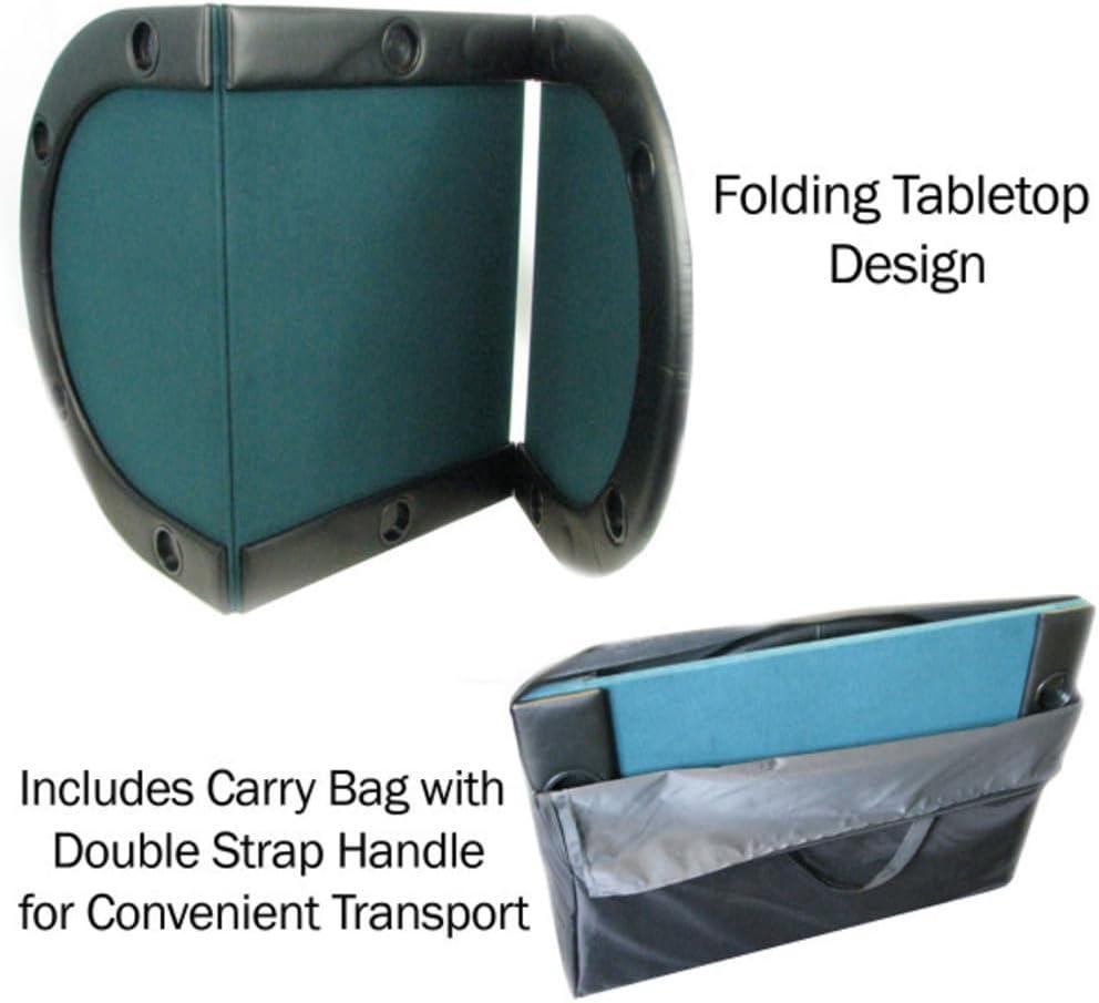 Trademark Global Texas Hold'em Folding Poker Table Top Water-Resistant Folding Mat with Cupholders and Padded Edges Seats 10 People