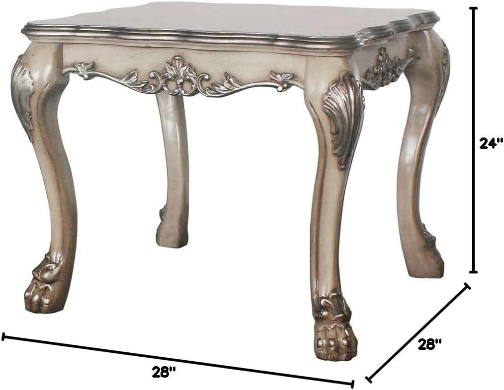 28" Dresden Coffee Table Vintage Bone White - Acme Furniture: Claw Feet, Carved Details