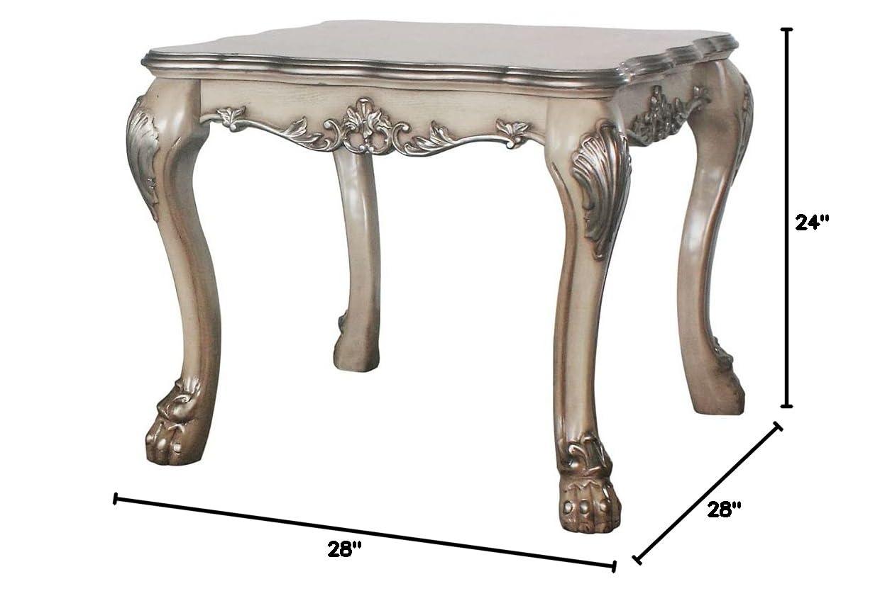 28" Dresden Coffee Table Vintage Bone White - Acme Furniture: Claw Feet, Carved Details