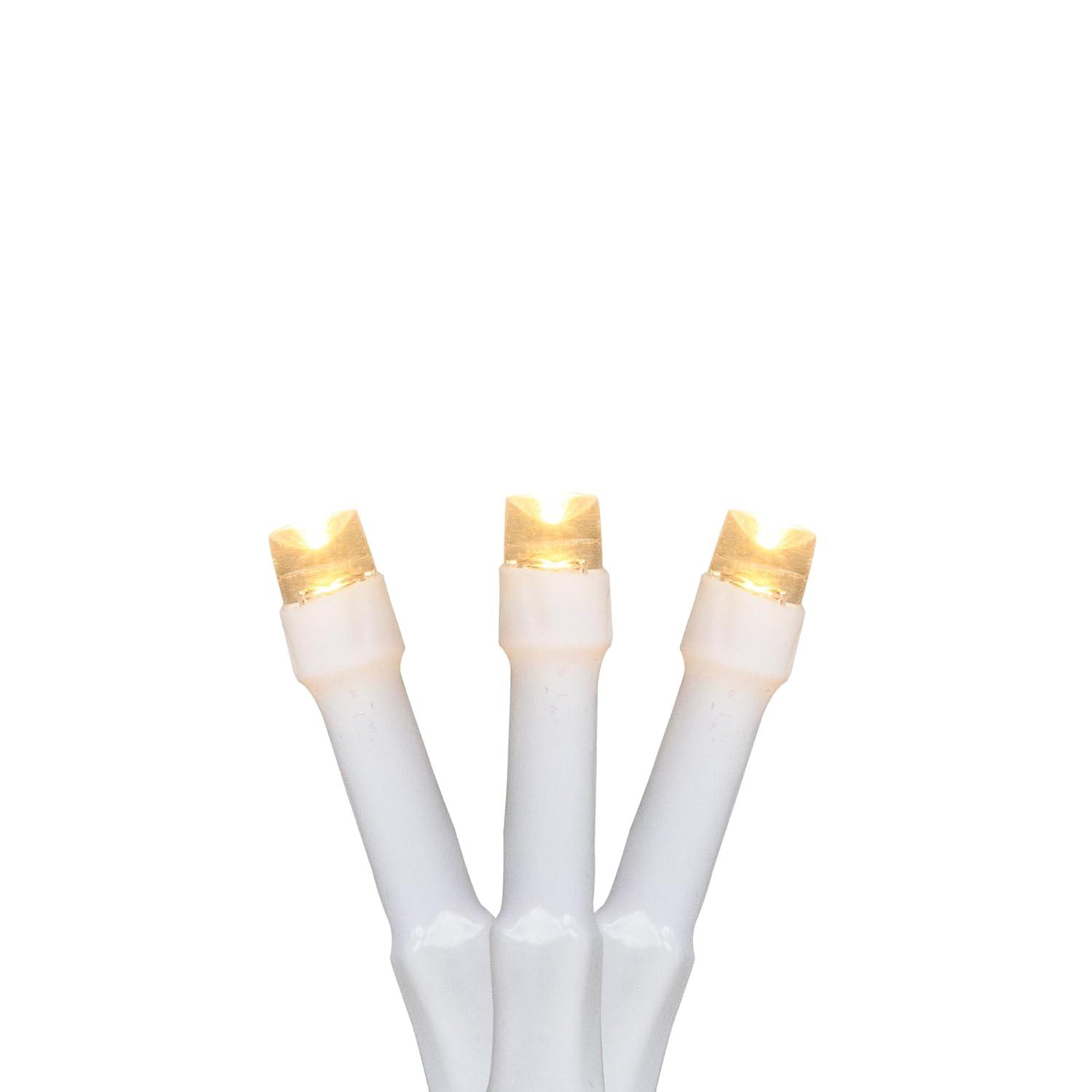 Battery Powered Warm White LED Christmas String Lights with White Wire