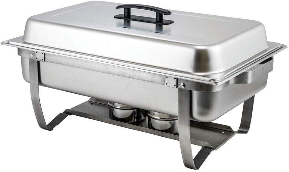 Full-Size Silver Stainless Steel Catering Chafer with Plastic Handle