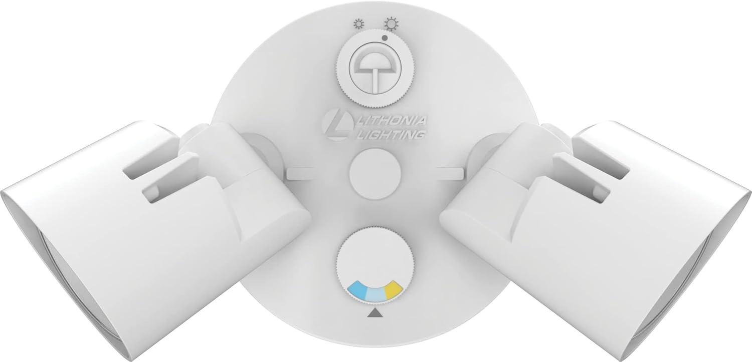 Lithonia Lighting 2 - Head Hardwired Dusk to Dawn Outdoor Security Flood Light with Motion Sensor