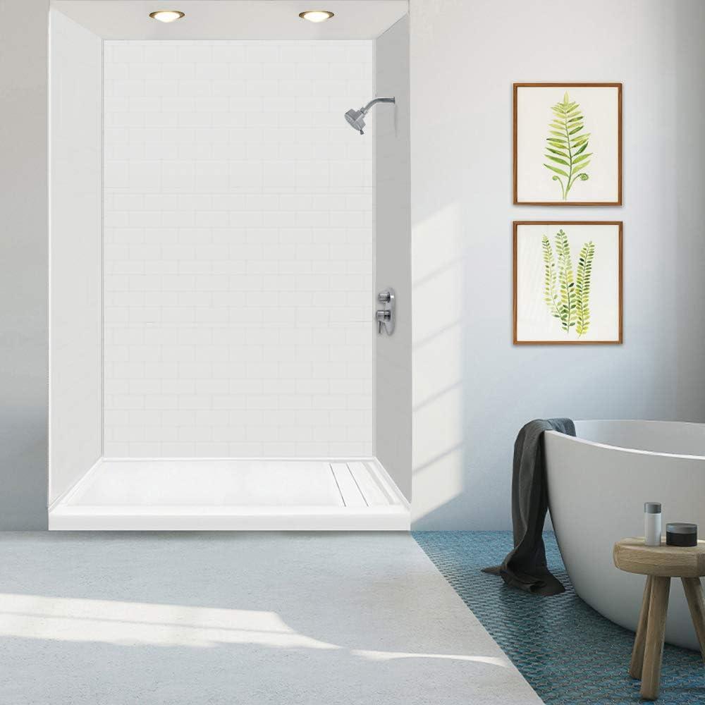 White 60'' x 30'' Rectangular Shower Base with Right Drain