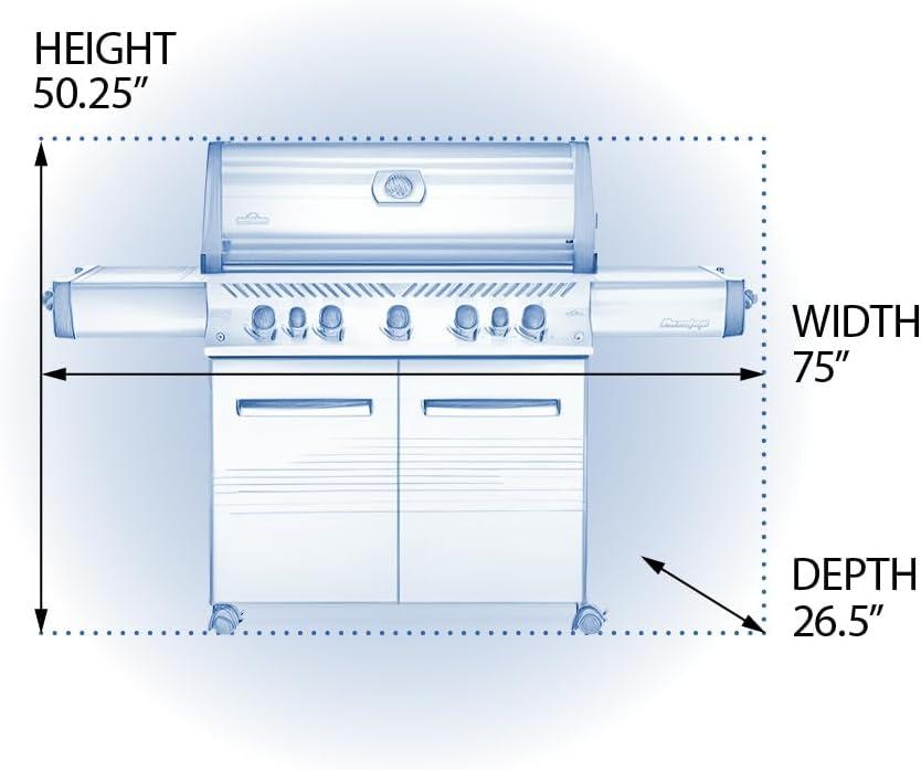 Napoleon Prestige 665 Propane Gas Grill with Infrared Side and Rear Burners, Stainless Steel