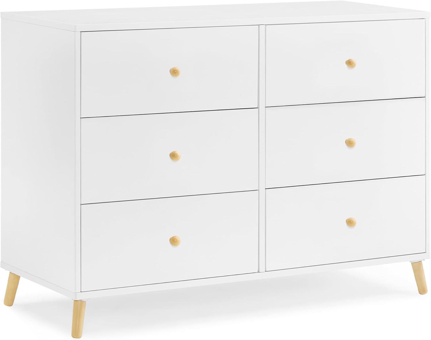 Delta Children Essex 6 Drawer Dresser, Bianca White/Natural