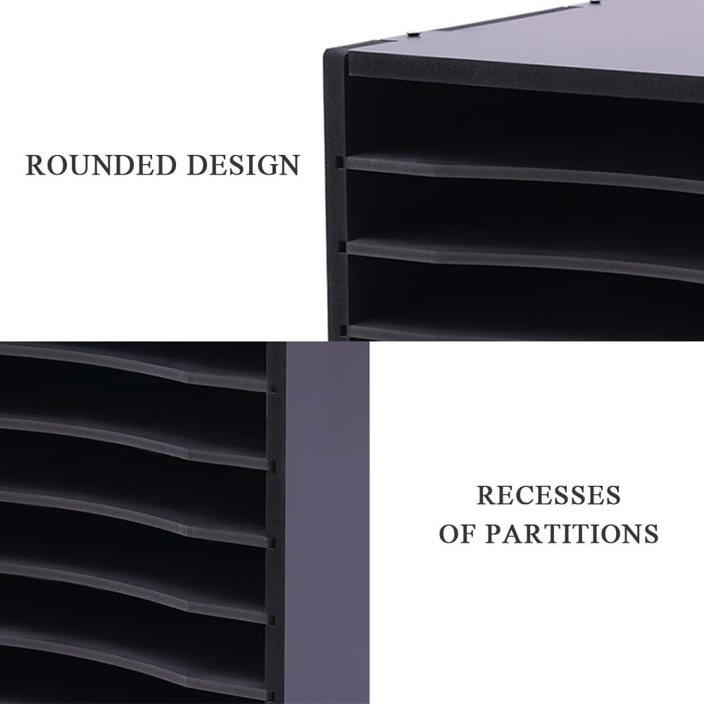 AdirOffice 500 Series 11 Compartment Wooden Literature Organizer 10.75" x 11.8" Black (500-11-BLK)