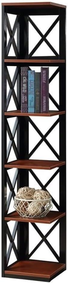 Convenience Concepts Oxford 5 Tier Corner Bookcase, Cherry and Black