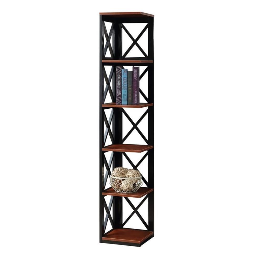 Convenience Concepts Oxford 5 Tier Corner Bookcase, Cherry and Black
