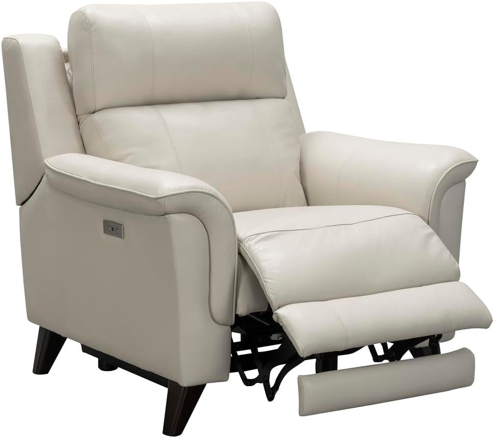 Laurel Cream Leather Wood Contemporary Recliner Chair