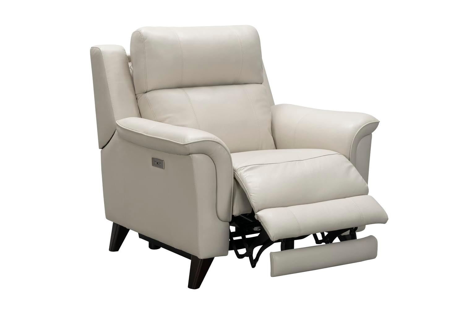 Laurel Cream Leather Wood Contemporary Recliner Chair