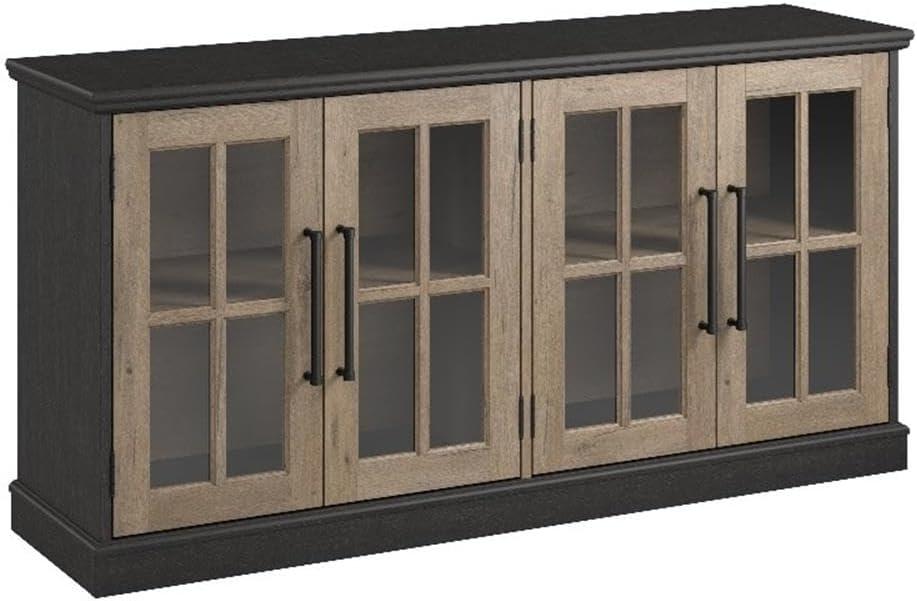 Bush Furniture Westbrook 60W TV Stand for 75 Inch TV in Vintage Black/Restored Tan Hickory