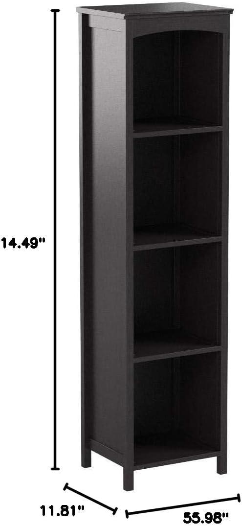 55.98" Terrace 5 Tier Bookshelf Espresso Brown - Winsome: Mid-Century Modern, Fixed Shelves