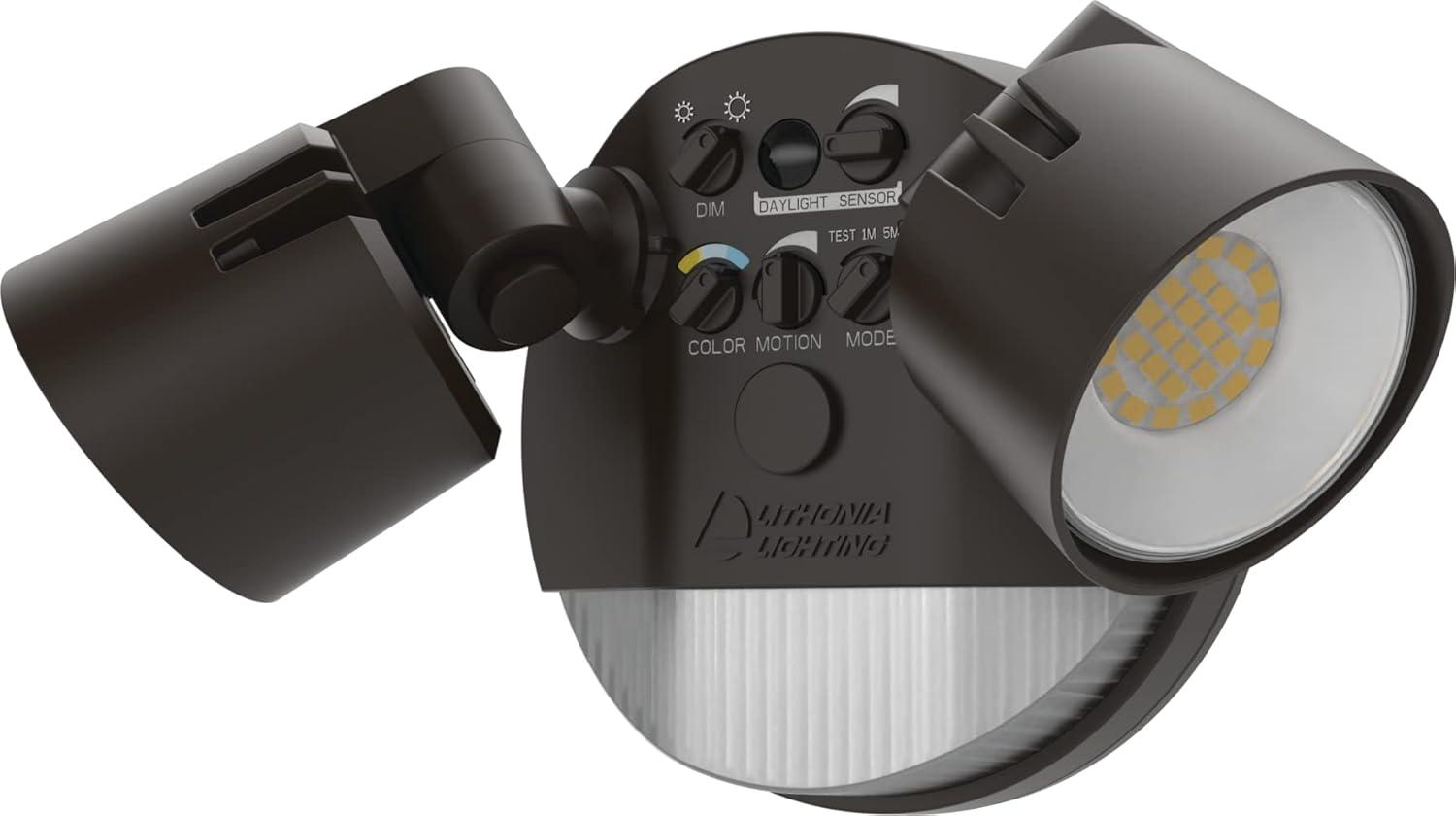 Lithonia Lighting 2 - Head Hardwired Dusk to Dawn Outdoor Security Flood Light with Motion Sensor