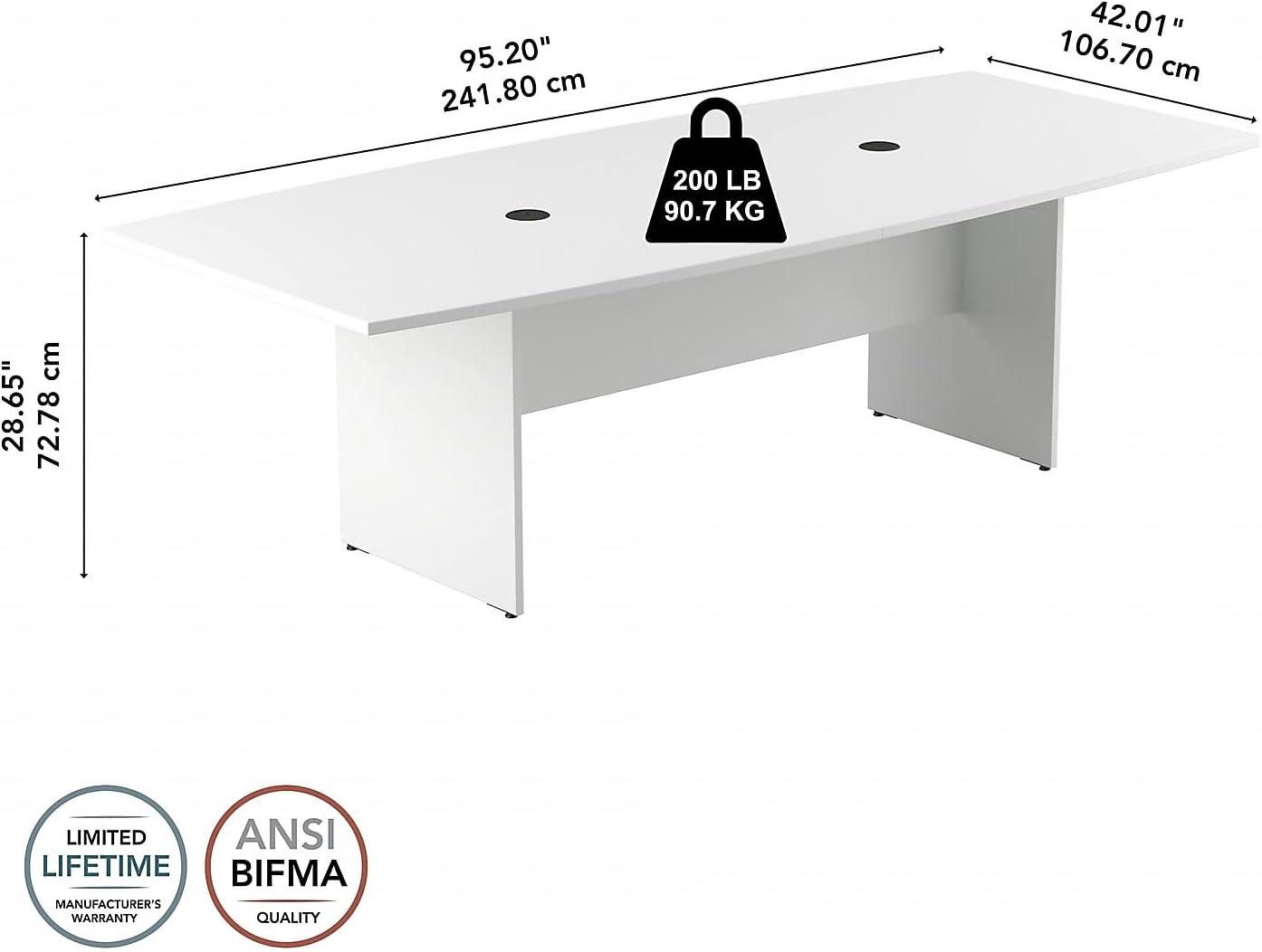BBF 96W x 42D Boat Shaped Conference Table with Wood Base