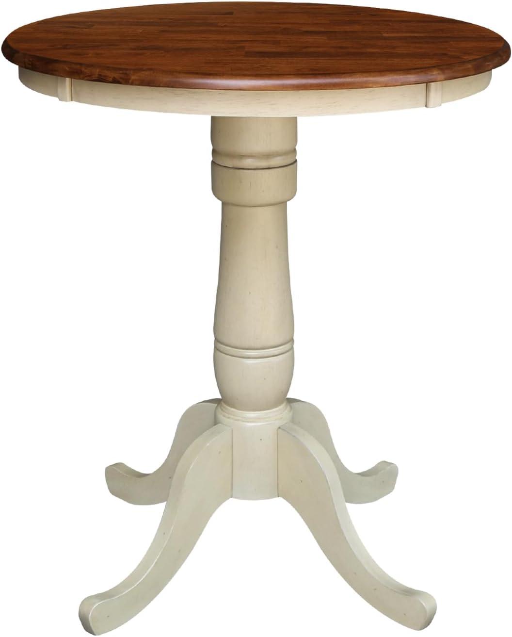Almond & Espresso Dual-Tone Round Wood Counter Height Table