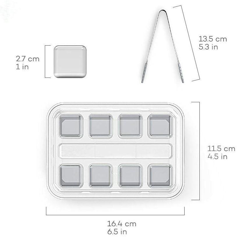 HOMEMAXS Stainless Steel Whiskey Stones with Tongs for Bar Use Silver Color 1 Set Cooling Stones