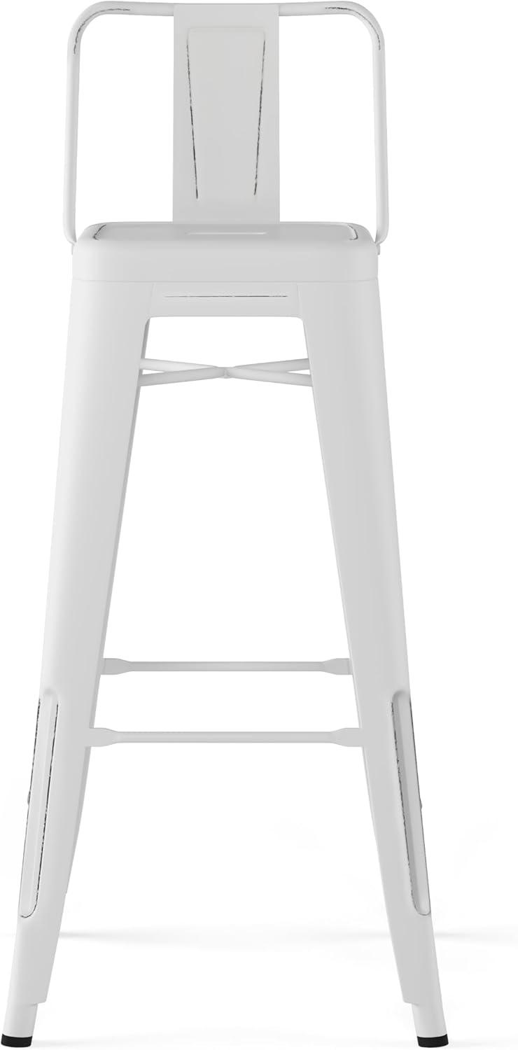 Rayne Industrial Distressed White 30" Metal Bar Stool Set