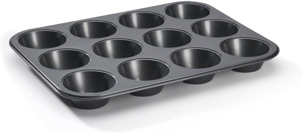 Gray Nonstick 12-Cup Round Muffin Mold