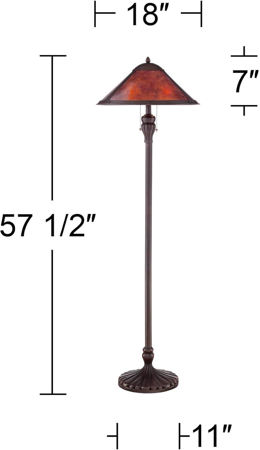 Regency Hill Capistrano Rustic Mission Floor Lamp Standing 57 1/2" Tall Bronze Metal Natural Mica Cone Shade for Living Room Bedroom Office House Home