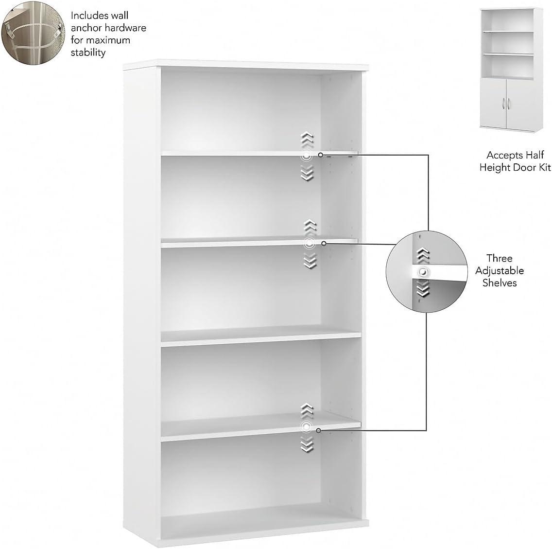 Bush Business Furniture Hybrid Tall 5 Shelf Bookcase