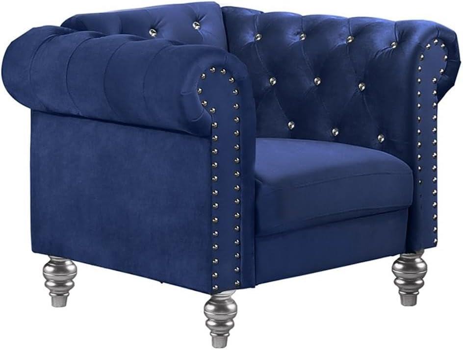 New Classic Furniture Emma Crystal Velvet Fabric Chair in Royal Blue