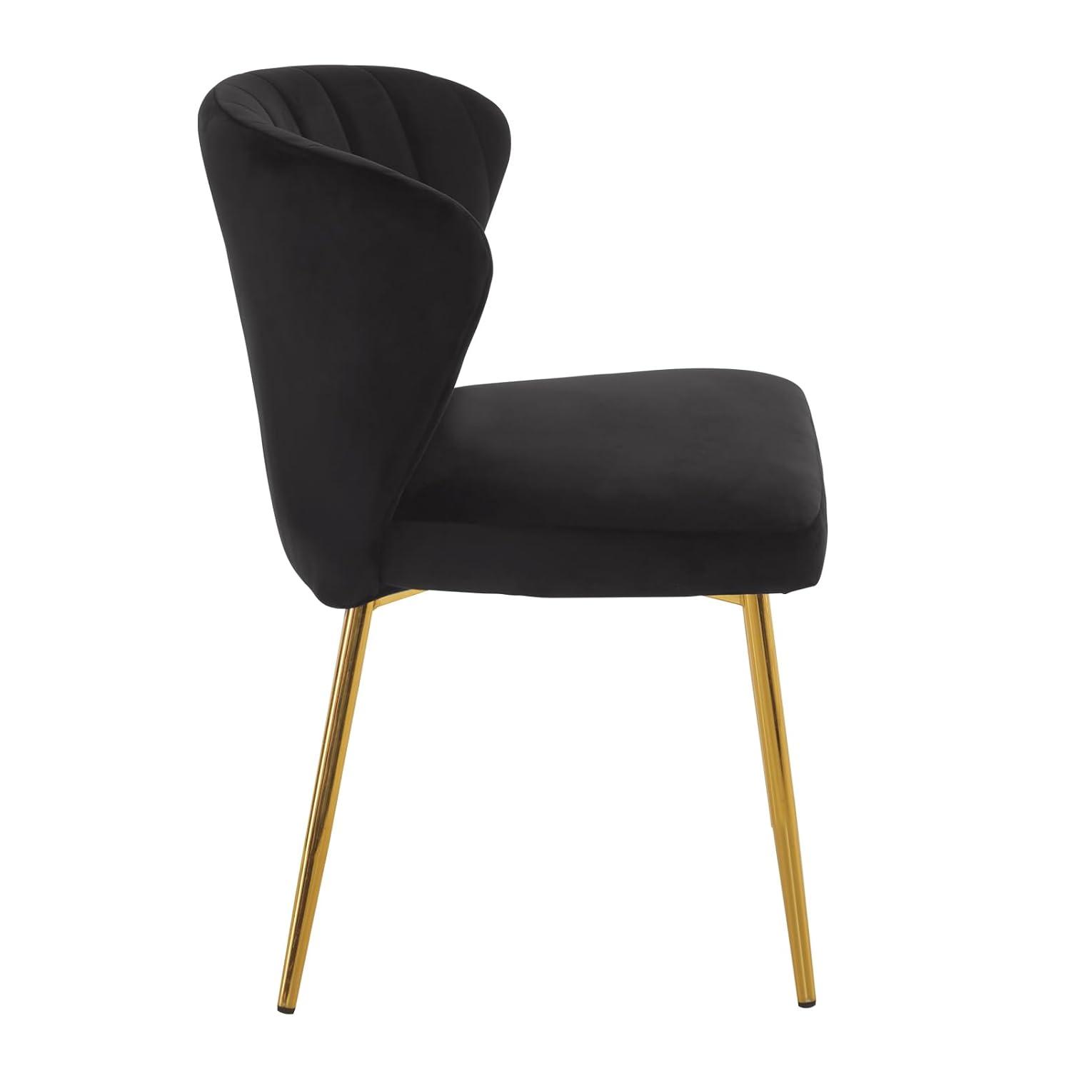 ANOUR Modern Dining Chairs, Velvet Accent Chair, Living Room Chairs, Set of 2, Upholstered Side Chair with Golden Metal Legs for Dining Room Kitchen Vanity Patio (Yellow, 2 Pack)