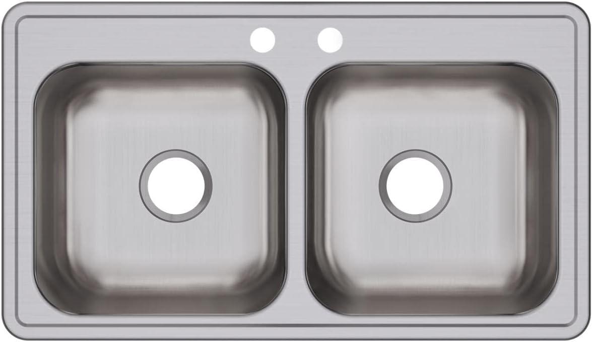 Elite Satin Stainless Steel Double Bowl Drop-In Kitchen Sink