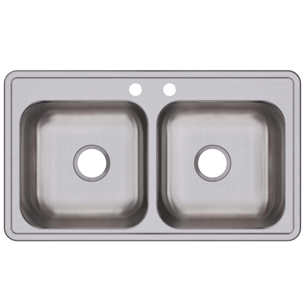 Elite Satin Stainless Steel Double Bowl Drop-In Kitchen Sink