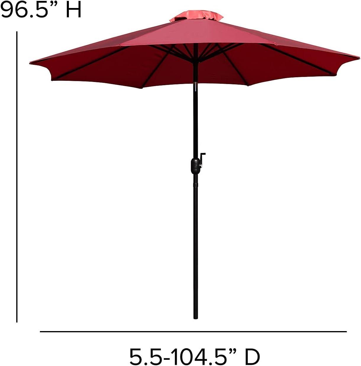 Flash Furniture Kona 9 FT Round Umbrella with 1.5" Diameter Aluminum Pole with Crank and Tilt Function