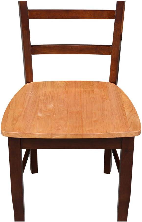 International Concepts Set of 2 Madrid Ladderback Chairs Cinnamon/Espresso: Hardwood Frame, Spot Clean, No Arms
