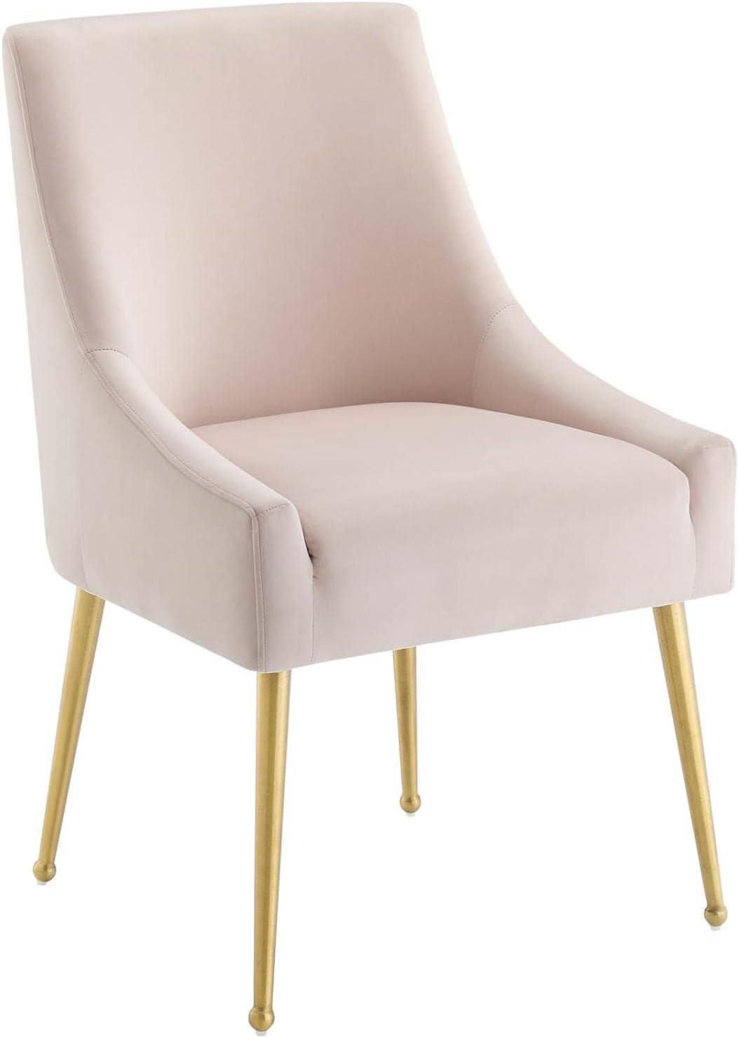 Modway Discern 34" Modern Velvet Dining Chair in Pink/Gold (Set of 2)