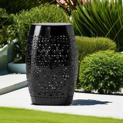 Christopher Knight Home Ruby Indoor/Outdoor Iron Lace Cut 12 Inch Side Table, Black