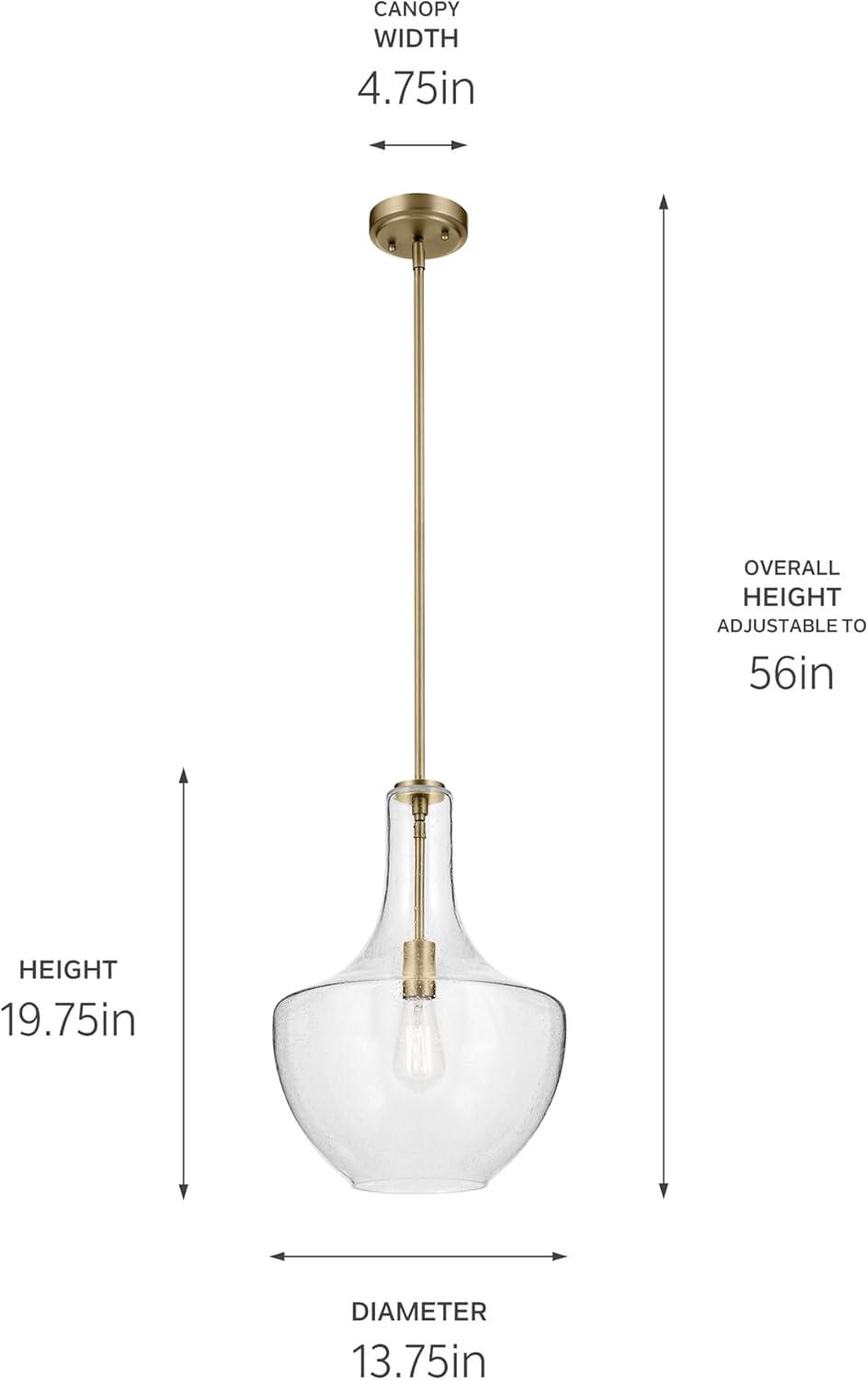 Everly 19.75" 1 Light Bell Pendant Clear Glass Chrome