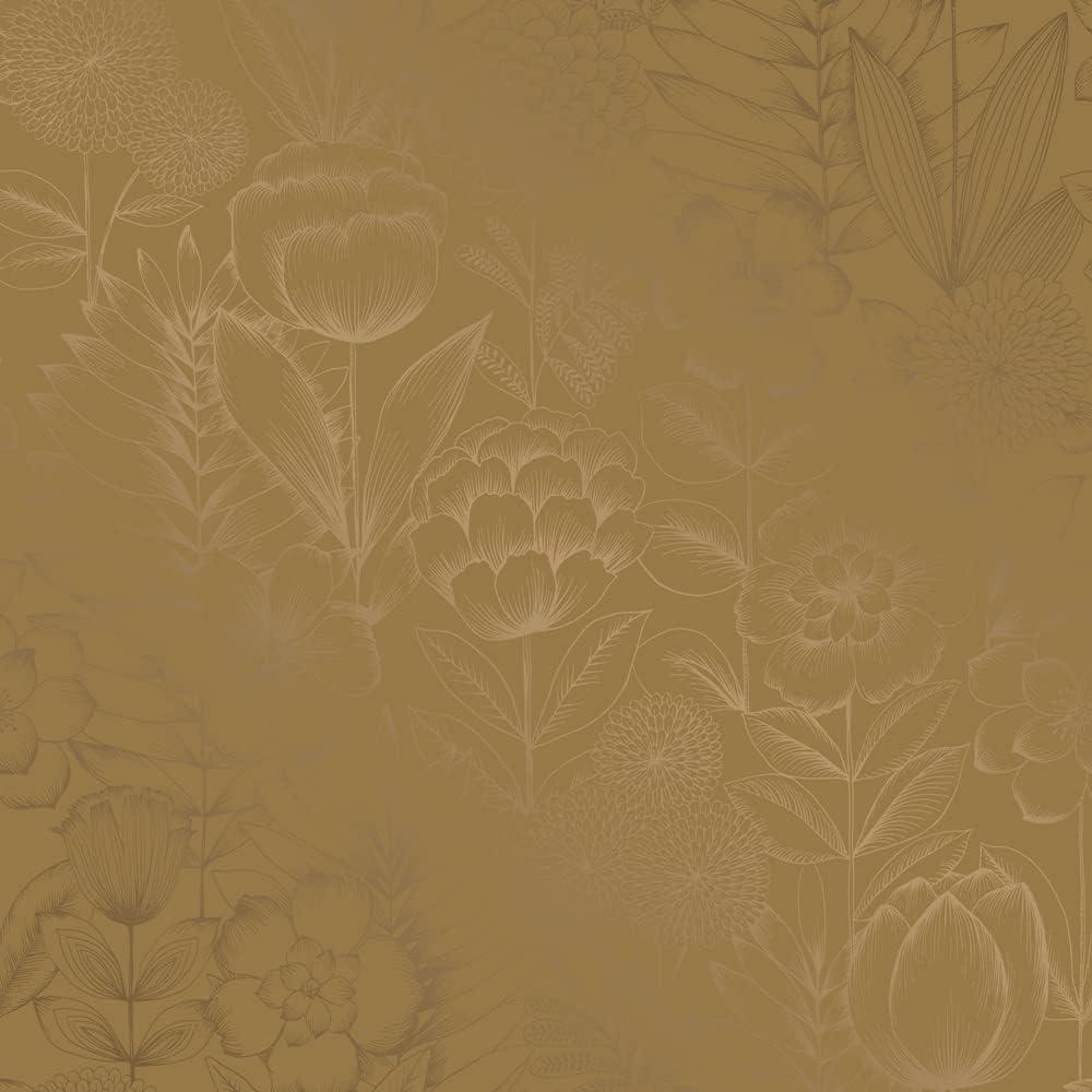 Metallic Marigold Floral Self-Adhesive Removable Wallpaper