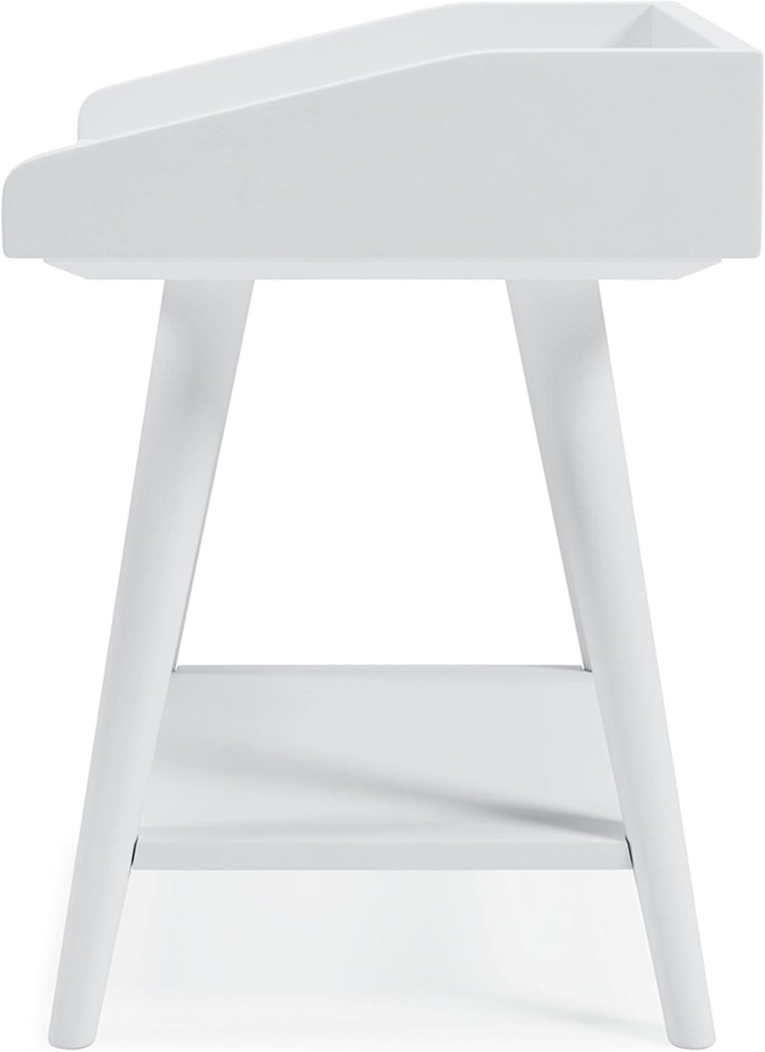 Crisp White Transitional Wood Accent Table with USB Chargers