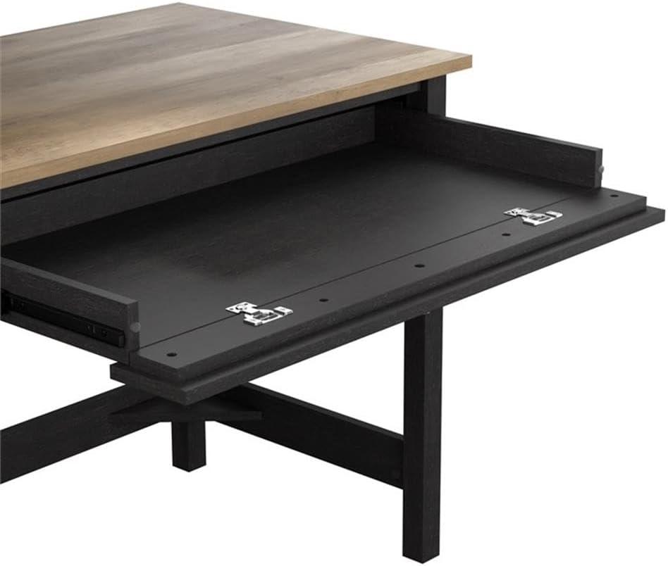Mayfield 54W Computer Desk with Drawers in Vintage Black and Reclaimed Pine