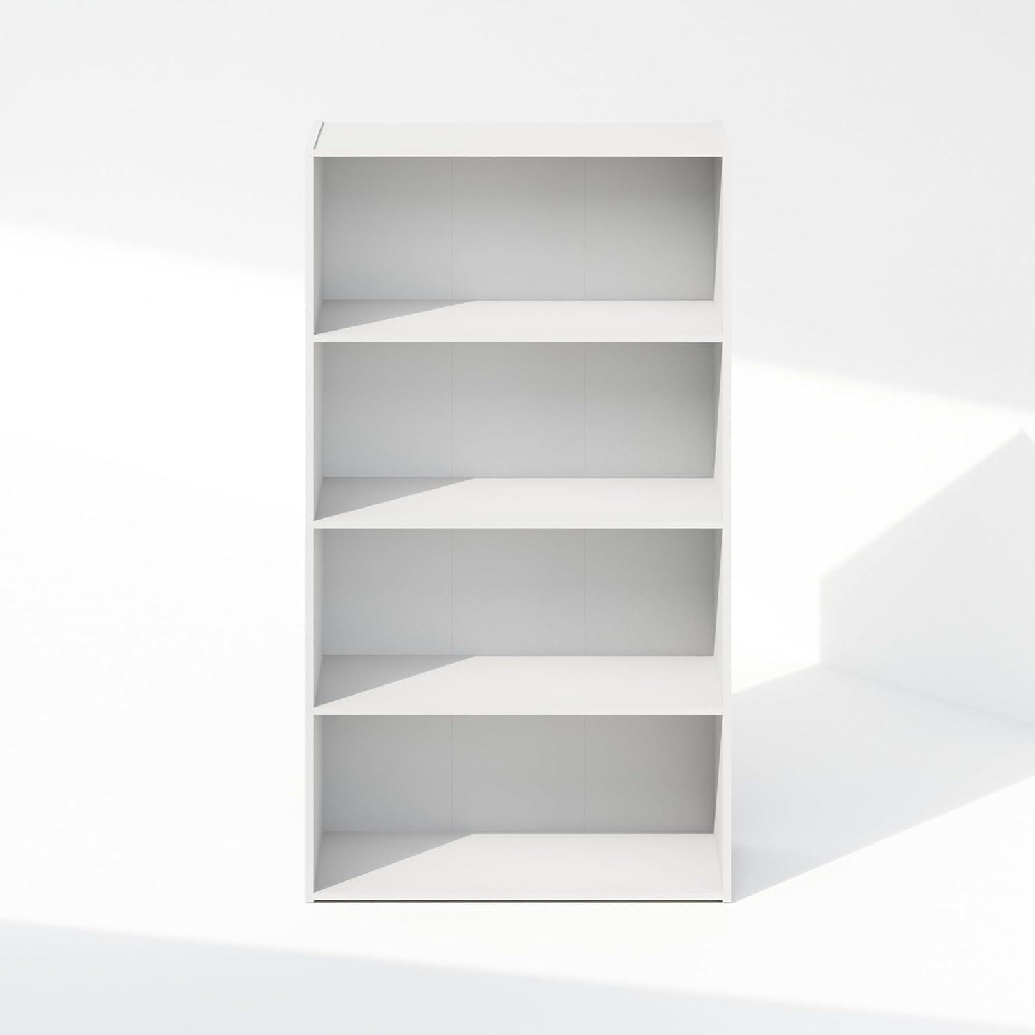 Furinno Reed 4-Tier Multipurpose Open Shelf Clothing & Closet Storage Organization, White