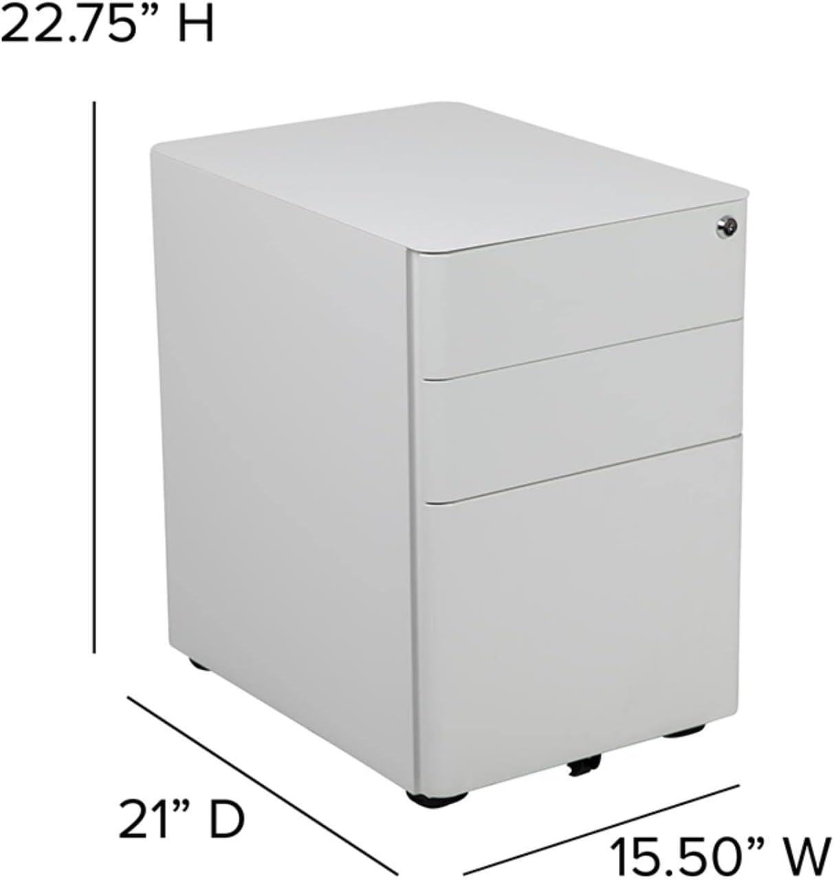 Flash Furniture Modern 3-Drawer Mobile Locking Filing Cabinet with Anti-Tilt Mechanism and Hanging Drawer for Legal & Letter Files