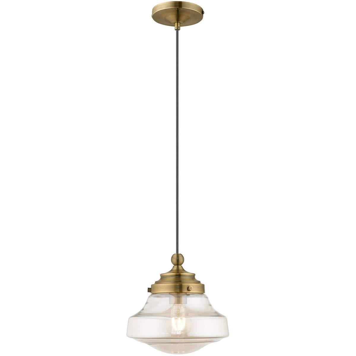 Livex Lighting Art Glass 1 - Light Pendant in  Antique Brass