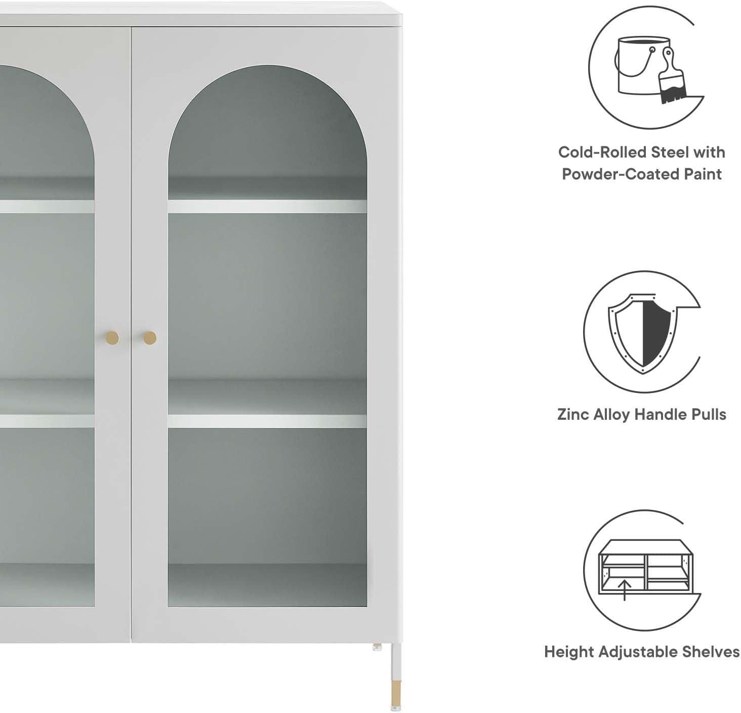 Light Gray Powder-Coated Steel Office Cabinet with Adjustable Shelves