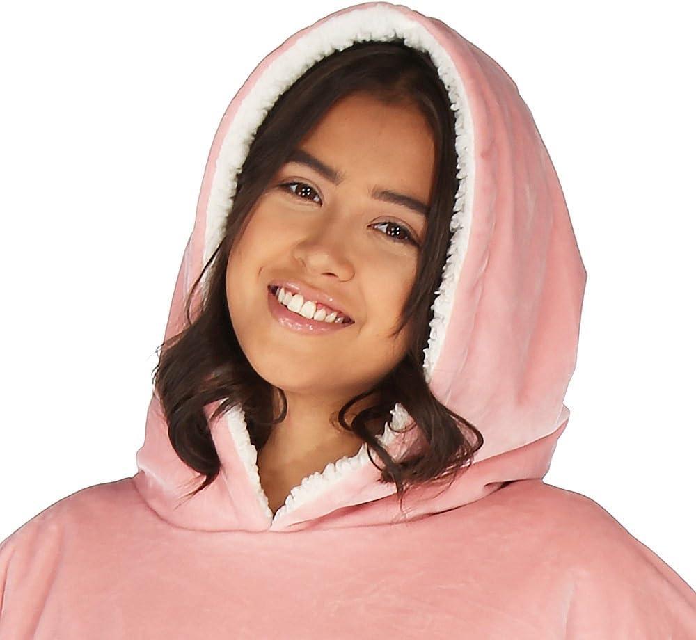 THE COMFY Original | Oversized Microfiber & Sherpa Wearable Blanket, Seen On Shark Tank, One Size Fits All (Blush)