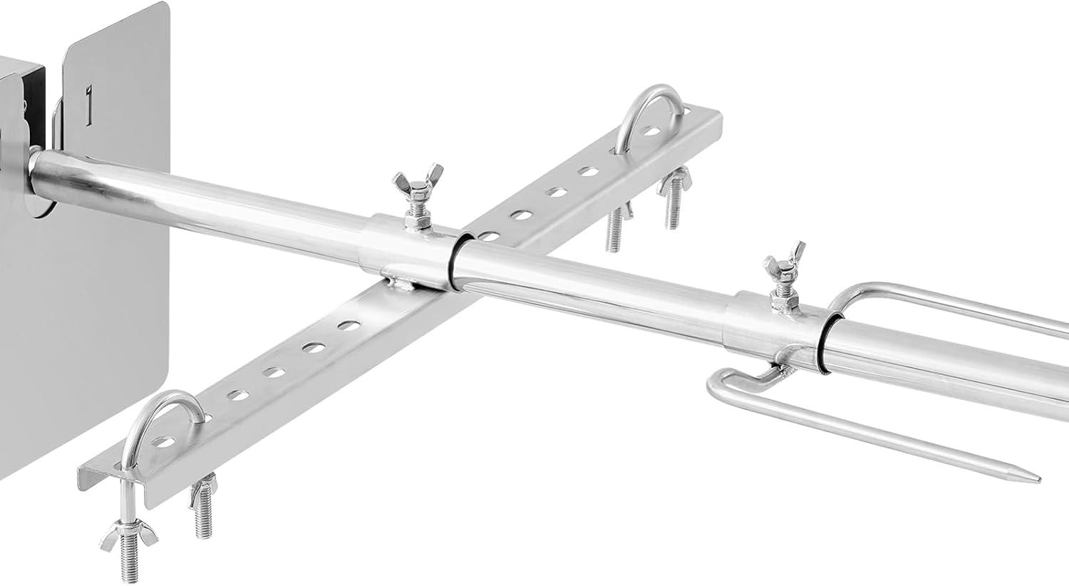 Electric BBQ Rotisserie Grill Kit, 132 lbs. Capacity, 56 in., 52W Motor, Stainless Steel, Spit Rod for Pig, Lamb