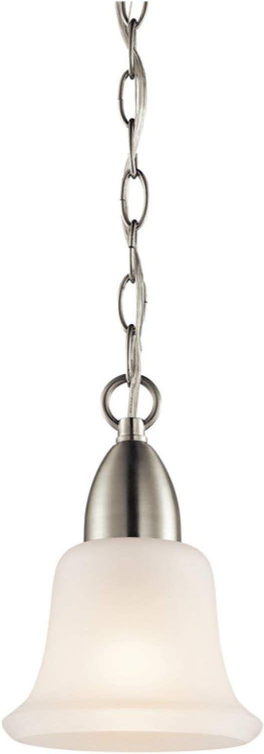 Elegant Brushed Nickel Mini Pendant with Satin Etched Glass