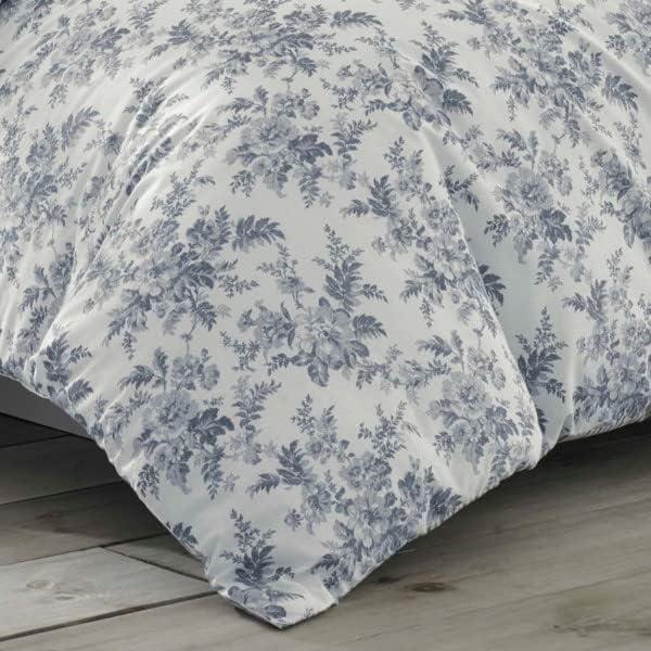 Laura Ashley Laura Ashley Annalise Floral Grey Cotton Bonus Comforter Set