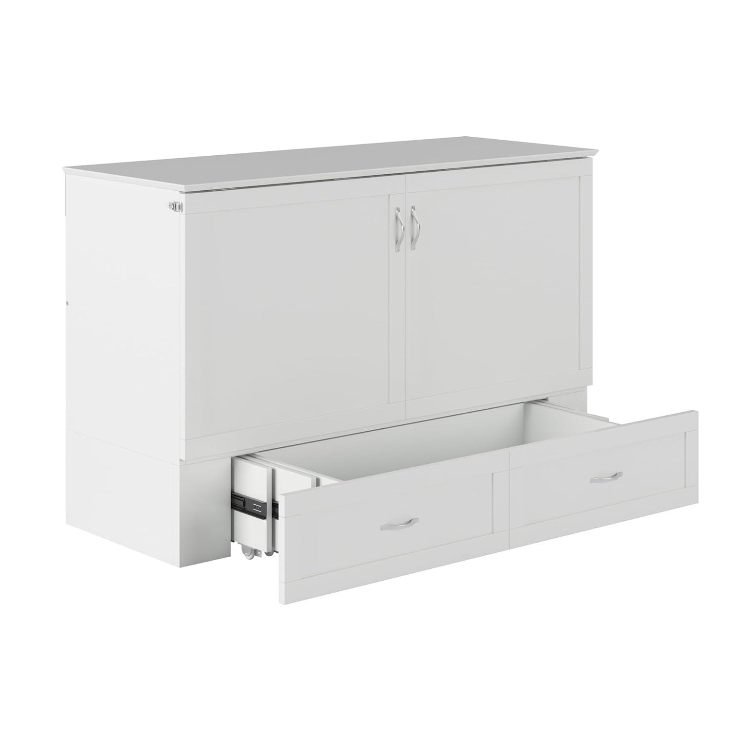 Hamilton Murphy Bed Chest Queen White with Charging Station