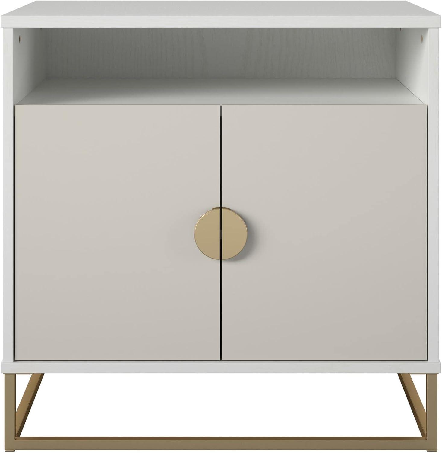 White and Taupe Adjustable Shelving Accent Cabinet