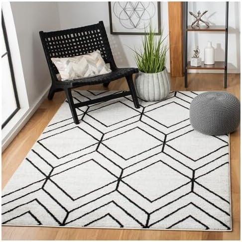 SAFAVIEH Adirondack Caitriona Geometric Area Rug, Light Grey/Black, 2'6" x 4'