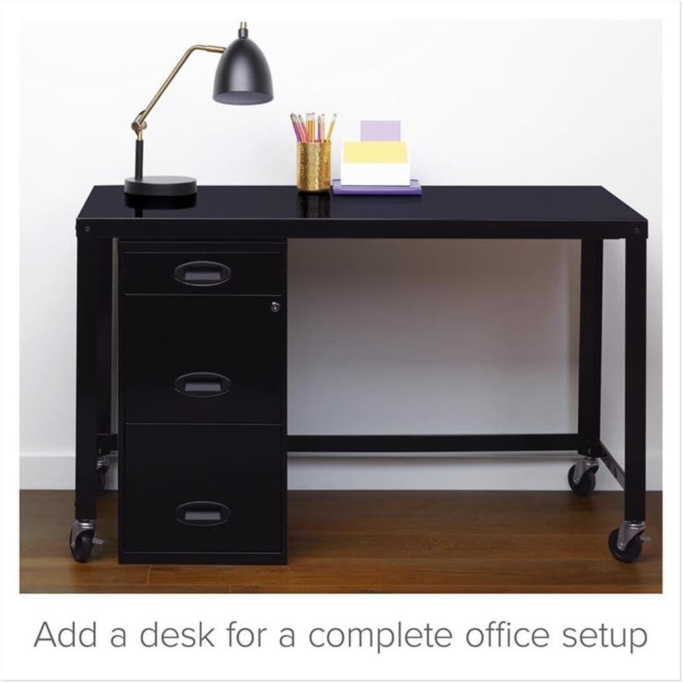 Space Solutions 3 Drawer Letter Width Vertical File Cabinet with Pencil Drawer, Black